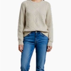 GAP Oversized Cable Knit Sweater Medium Heather Grey Cozy EUC